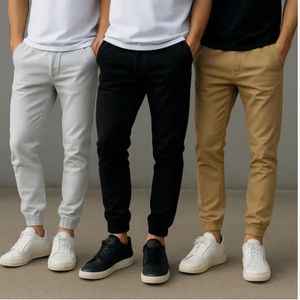 Kit 3 Calça Jogger Masculina Sarja Com Punho Streetwear
