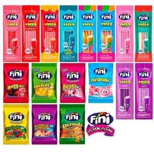 Kit C/60un Balas Fini Sabores Variados Balas de Gelatinas Tubes Cítricas Azedinhas 15g