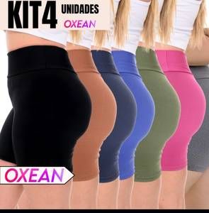 Kit 4 Shorts Legging Feminino Meia Coxa Cintura Alta Bermuda Zero Transparência