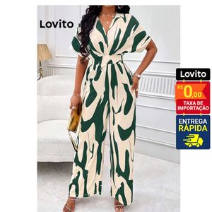 Lovito Elegante Macacão Feminino com Estampa Listrada LNL39159