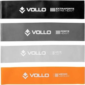 Vollo Sports Conjunto de Mini Faixas De Exercicio, Cinza Claro/Laranja/Cinza Escuro/Preta (pacote de 4)