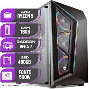 PC Gamer Mancer, AMD Ryzen 5 5600G, Vega 7, 16GB DDR4, SSD 480GB, Fonte 500W 80 Plus