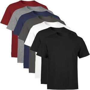 Kit 7 Camisetas Masculina Manga Curta Lisa Algodão Premium Tamanho G