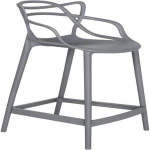 Loft7, Banqueta Design Allegra Altura Média 66 cm Polipropileno Injetado Alta Densidade Sala De Jantar Cozinha Jantar Bar Jardim Varanda Cinza Escuro