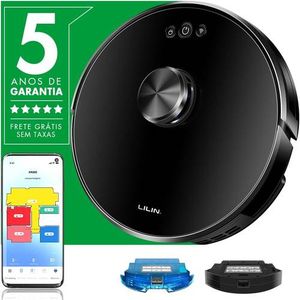 LILIN XR500 Inteligente Robô aspirador de pó e esfregão, Navegação e mapeamento LIDAR, Com mapeamento de vários níveis, 110/220V Bivolt, Alexa/Google…