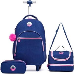 Kit Mochila Escolar De Rodinhas Spector Juvenil Feminina (Azul)