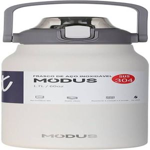 MODUS Garrafa Térmica De Grande Capacidade Em Aço Inoxidável Com Canudo 1700ML (Branco)