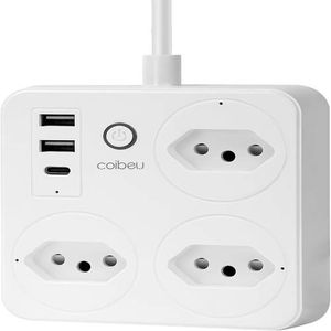 Filtro de Linha, Tomada Inteligente Wifi, Extensão Tomada, Regua Tomada, Regua de Energia, 3 Tomadas, 2 Interfaces USB, 1 Porta USB Tipo-C, Suporte p…