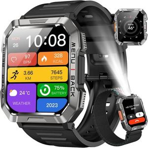 Relógio Inteligente,Smartwatch Militar,My Watch de Chamadas Bluetooth,Relógio de Fitness,Rastreador de Fitness e Rastreador de Atividades,IP68 à Prov…