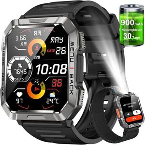 Smartwatch,Relógio Inteligente Militar Masculino,My Watch de Chamadas Bluetooth,Bateria de 100 dias,Lanterna, Rastreamento de passos,Esportes ao ar L…