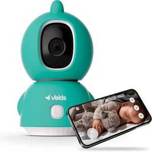 Babá Eletrônica Wi-Fi Velds, Baby Monitor, 2K, Áudio Bidirecional, Visão Noturna, Sensor de Temperatura e Umidade, Detecção de Choro, Rastreamento Au…